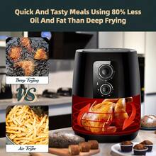 1台4.2夸脱（约4.9升）健康无油空气炸锅，电动蔬菜空气炸锅，操作简便，旋钮控制，可进行煎、烤、炙、烘焙等多种烹饪方式，配有托盘和食物夹。 - 美規A型插(110-127V) - 查看 10