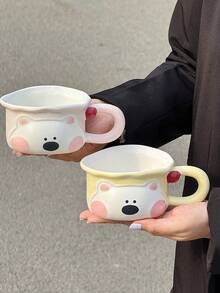 1pc Cute West Highland Terrier Cartoon Ceramic Mug, Adorable Ins Style Creative Large Capacity Household Breakfast Yogurt Cup, Oatmeal Cup, American Coffee, Cold Drink - Perfect Choice, Fun Cup, Birthday Gift - Multicolor - View 10