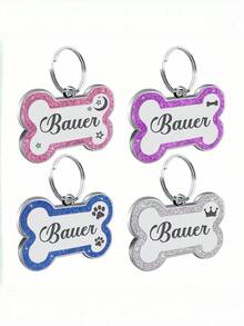 Custom Paw Print Dog Tag – Personalized Pet ID Tag With Engraved Name & Text, Custom Dog Tag, Paw Print Pet Tag, Personalized Dog ID Tag, Engraved Paw Collar Tag, Small Dog Accessories, Pet Name Tag, Puppy ID Tag, Paw Shaped Dog Tag, Cute Pet Collar Accessory, Custom Engraved Pet Tag Bone Paw-Shaped Collar Tag For Small Dogs And Puppies - Multicolor - View 7