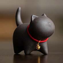 Juego deé de cerámica Kung Fu de gato lindo de arcilla púrpura, accesorios para decoración del hogar, decoraciones de arte delé, vajilla de gatito - 01 - Ver 9