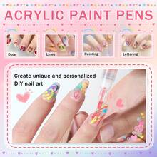12-Color Nail Art Pen Set, Nail Polish Pens, Quick Dry 3D Acrylic Paint Markers, Dotting Pens, Nail Salon DIY Design Kit - Multicolor - View 3