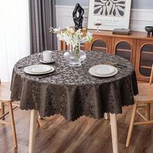 Mantel de mesa redondo Smiry, manteles de vinilo resistentes y impermeables, cubierta de mesa lavable y limpiable para cocina y comedor (café, 60" redondo) - Café 60 pulgadas redondo - Ver 7