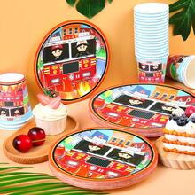 Firefighter Disposable Tableware Set, 7/9 Inch Party Plates, Disposable Paper Plates And Cups Suitable For Holidays, Weddings, Engagements, Weddings, Birthdays, Parties, Celebration Events - Multicolor - View 3