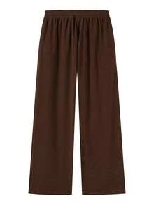 男士户外运动腰部抽绳平腿灯芯绒休闲裤 春季款 - 卡其色 - 查看 5