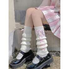Women's Y2K 80s Leg Warmers Socks Rib Knit Boot Socks,OneSize,WhitePink - WhitePink - View 4