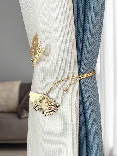 1pc Metal Leaf Curtain Clip, Butterfly Shaped Curtain Holder Clamp, No Drill Bedroom Living Room Window Decor