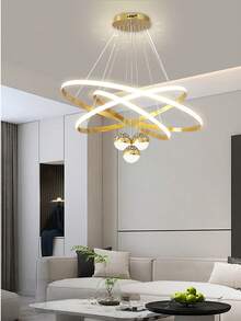 Large 3-Ring LED Pendant Light, Luxury Modern Style (Depending On The Ceiling Structure And Color, The Hanging Ball Can Reflect A Small Starry Sky Effect), Suitable For Living Room, Dining Room, Bedroom, Villa And Other Indoor Lighting Decoration - Starry Sky Top - View 10
