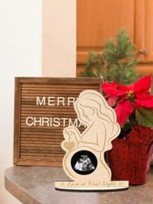 1件圆形工艺装饰品，婴儿出生纪念牌匾，超声波扫描纪念品，送给准妈妈的纪念品 - 杏色 - 查看 6