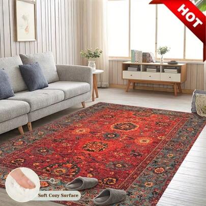 1 szt. Dekoracyjny materiał z imitacji kaszmiru z luksusowymi wzorami w stylu retro. Wszechstronny na dywany do salonu, poduszki na sofę, wycieraczki, dywany do sypialni, dywany zewnętrzne oraz do przestrzeni takich jak centra handlowe i kawiarnie. Posiada antypoślizgową konstrukcję, jest łatwy w czyszczeniu, można prać w pralce i jest dostępny w wielu rozmiarach.