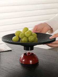 1 pieza Frutero con pedestal de textura de roca romana, bandeja de alta gama para frutas y postres, plato de material PP, regalo para amigos, plato para exhibir joyas y baratijas, adecuado para el hogar, restaurante, regalo, reunión, fiesta - Multicolor - Ver 2