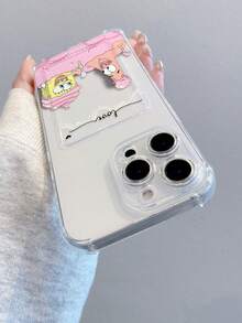 SpongeBob SquarePants 1pc Cute & Fun Transparent Card Holder, Ice Cream, Spongebob, Star Line, Heart Pattern Shockproof Phone Case Compatible With Apple 11/12/12 Pro Max/14 Pro Max/15/15 Pro/16/16 Pro Max - Multicolor - View 3