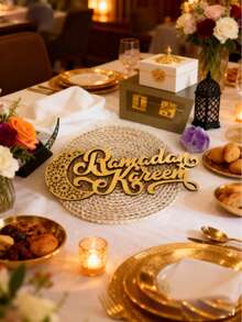 1 buc. Decor acrilic cu stea și lună, potrivit pentru sărbătoarea Eid-ului, precum și pentru sufragerie, bucătărie, decorarea dormitorului, cadou de Ramadan și Eid - excelent pentru decorarea mesei, decorarea casei și articolele pentru petreceri