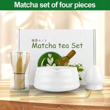 Matcha Tea Sets, Available In Various Styles, Include Tea Ceremony Accessories. Made Of High-Quality Porcelain And Natural Bamboo, These Sets Make Thoughtful Gifts For Tea Lovers, Perfect For Home, Office, Or Matcha Cafes. - Bộ 4 món - màu trắng bóng - Xem 7