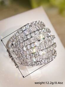 1 Pc Pretty Cubic Zirconia Ring For Women For Wedding Engagement Anniversary Party Jewelry Valentine's Day Gift