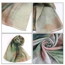 Women Hijab Watercolour Floral Printed Breathable Light Weight Soft Rayon Viscose Woven Muslim Women Shawl Hijab Scarf,Green - màu xanh lá - Xem 5