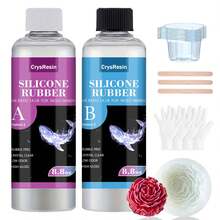 8.8oz Part A + 8.8oz Part B Silicone Mold Making Kit - Semi-Transparent Silicone Rubber Liquid Mold Making Silicone - 1:1 Mixing Ratio - Suitable For Resin Molds, Silicone Molds