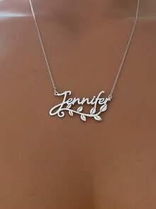 定制名字项链，树叶名字吊坠项链，女士项链，定制名字吊坠首饰，不锈钢首饰，夏季首饰，树叶形状名字吊坠，银色，金色名字吊坠项链，独特名字配饰，个性化名字项链，送给女朋友、母亲、朋友、伴娘，生日、周年纪念日、母亲节礼物，沙滩配饰 - 彩色 - 查看 6