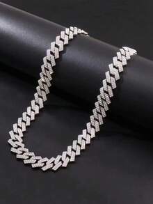 1 chiếc dây chuyền mắt xích Cuban Link lấp lánh, dài 18-24 inch, quà tặng cho Ngày Valentine, Ngày của Cha, các ngày lễ, tiệc tùng. - Vòng cổ - Xem 7