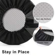 Tromlycs Cojín redondo para asiento de bar con elástico de 14 pulgadas para taburete de bar funda de cojín de piel sintética negra - SolemnNegro - Ver 4