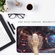 Dark Academia - Alfombrilla de computadora para biblioteca alfombrilla para mouse de juegos tamaño XXL grande para oficina computadora teclado portátil y computadora para el hogar - A4BibliotecaMstica - Ver 4