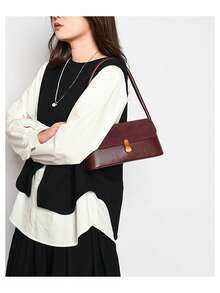 2026 Vintage Niche Baguette Bag New Fashion French Underarm Bag Shoulder Handbag Commuter Bag - Màu Đỏ Sâu - Xem 7