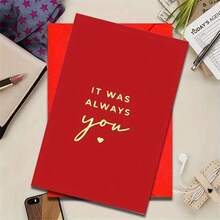 1pc Red Cartoon Theme Greeting Card | "Forever Yours" In Gold Text | Ideal For Valentine's Day, Birthday, Anniversary | Perfect Gift For Wife, Husband, Girlfriend, Boyfriend | Includes Matching Envelope | Elegant Gift Packaging - Sets - View 1