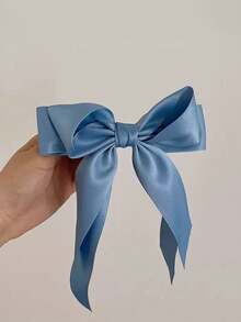 2PCS Blue Elegant Ribbon Bow Hair Clip Stylish Hair Clip For Women - Versatile Spring Clip For The Back Of The Head Luxurious Everyday Hair Clip, Claw Clips, Hair Slide, Hair Barrettes, Hair Accessories For Women - Blue - View 5