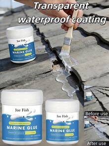 1 Pack Of 2 Bottles High Performance Waterproof Sealant, Clear Waterproof Coating For Exterior Walls, Suitable For Bathroom, Shower Room, Roof, Repairing Roof Cracks, Kitchen, Garden. Latex Clear Waterproof Glue, Invisible Sealant, Quick-Filling Transparent Waterproof Glue For Construction Site And Home Use, Waterproof Sealant (300g With Brush), No Need To Break Tiles For Bathroom And Kitchen Exterior Wall Leak Repair. - Multicolor - View 2