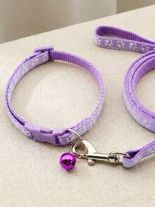 PETSIN 1pc Light Purple Collar And Leash Set With Adjustable Size For Small Pets - Mauve Purple - View 5