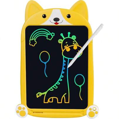 お絵かきボード 10インチ お絵描きボード犬型 ワンワンおえかきボード 電子パッド 手書きパッド 電子メモ ロック機能搭載 書いて消せるボード 筆談ボード 伝言ボード 電池交換可能 LCD液晶パネル ストラップ付き 誕生日 女の子 男の子 人気ギフト ペン付き 6歳以上 (ブルー)