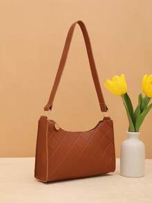 Bolso de hombro casual con relieve para mujer, bolso de mano de mujer