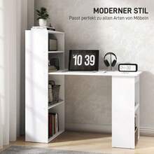 Escritorio de cocina HOMCOM con estante de 120 x 55 cm, mesa para ordenador portátil, mesa de trabajo en blanco para oficina y hogar. - Blanco - Ver 4