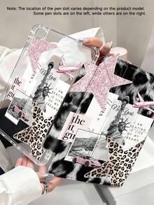 Leopard Print & Starry Sky Pattern New York Travel Tablet Protective Case, Compatible With Ipad Air 11" M3 2025/M2 2024, IPad Air 5th Gen 2022, IPad (A16) 11" 11th Gen 2025, Galaxy Tab, Kindle Paperwhite 12th Gen 2024. Transparent Back Cover, Fashionable Pattern Protective Case With Auto Sleep/Wake Function And Air Cushion Protection, Suitable As A Gift And Office Supply. - Multicolor - View 3