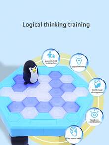 Juguete rompehielos de pingüino - Juego interactivo de corte de hielo para padres e hijos - Juego de mesa educativo para aliviar el estrés en fiestas - Juego divertido de agrietamiento de hielo para el entrenamiento de la coordinación mano-ojo de los niños - Multicolor - Ver 4