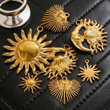5pcs Stainless Steel Charm Connectors Big Heart Sun Gold-Plated DIY Necklace Earrings Fashion Jewelry Making Materials Wholesale - Multicolor - View 2