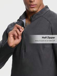 HOTSUIT Men's Spring Long Sleeve Sauna Shirts Compression Plain Men Sports Jackets With Half Zipper Ideal For Running Training, Valentine Gift - Grey - View 5