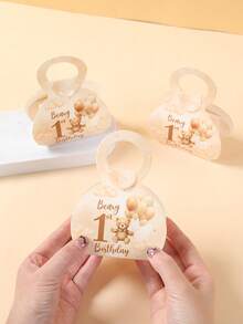 12pcs Brown Bear Gift Box With Handle, 1st Birthday Gift Bags, Happy Birthday Party Supplies, Teddy Bear Theme Party Tote Gift Boxes, Bear Candy Box, Sweet Box, Birthday Gift Packaging Box, Family Holiday Gatherings Kitchen Baking Wrapping Supplies, 1st Birthday Decorations, Babe Shower Decorations, Gender Reveal Decorations, Birthday Gifts, Party Favors