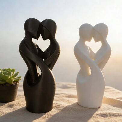 1pc Romantic Embracing Statue Figurine, Modern Minimalist Lovers Hugging Theme Home Decor, Intertwined Couple Sculpture, Suitable For Living Room And Bedroom Decoration, Valentine's Day Gift, Wedding Gift, Wedding Decor | Artistic Design