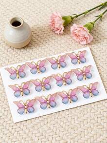 12pcs/Set Colorful Butterfly Hair Clips, Cute Cartoon Hair Accessories, Suitable For Everyday Casual Use
