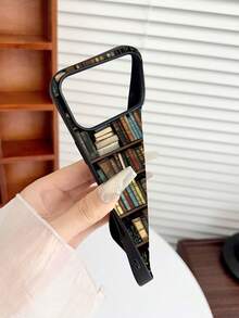 1PC Vintage Bookshelf Art Pattern Phone Case, Personalized Street Photography Wind Anti Drop Case Pattern, Simple Large Hole 1.6 Thick Large Hole Phone Case For Better Protection Of The Phone, With Anti Drop And Impact Resistance, Compatible With Apple 11/11 Pro/11ProMax,12/12Pro/12ProMax,13/13Pro/13ProMax,14/14Pro/14Plus/14ProMax,15/15Pro/15Plus/15ProMax,16//16Plus/16ProMax,17/17Pro/17Air/17ProMax,7/8/7Plus/8Plus,X/XS/XR/XSMax - Black - View 4