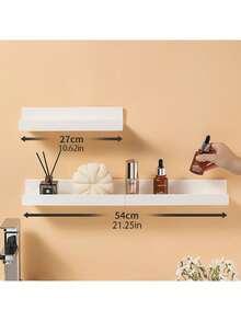 1/2/3/4/6pcs White Acrylic Floating Shelves, Nail-Free Wall Mounted Display Racks For Nursery, Kids Bookshelf, Wall Organizer, Bathroom Storage Shelf - White - View 6