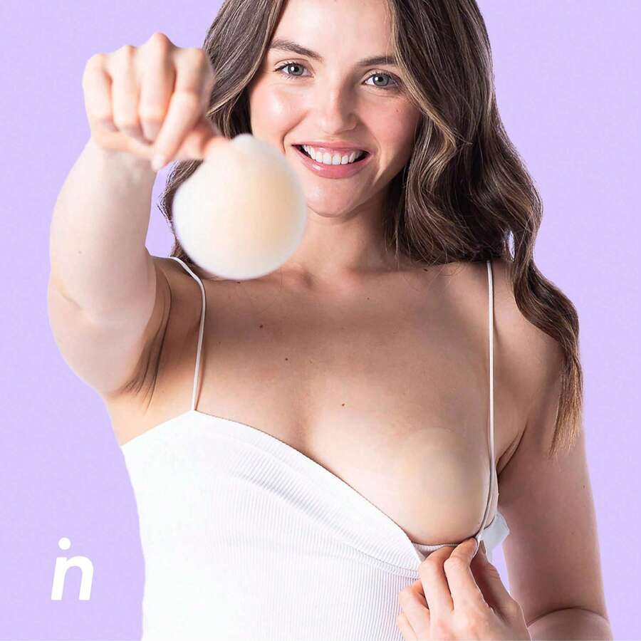 1 Pair Invisible Nipple Covers For Women - Reusable Adhesive Silicone Pasties, Sticky Bra Inserts For Dresses & Backless Strapless Outfits,Nipple Covers,Nipple Cover,Cakes Nipple Cover,Nipple Cover,Silicone Nipple Covers Reusable,Silicone Nipple Covers,Cakes Nipple Covers,Silicone Bra Inserts,Nip Covers,Nipple Covers For Women - 杏色 - 查看 1