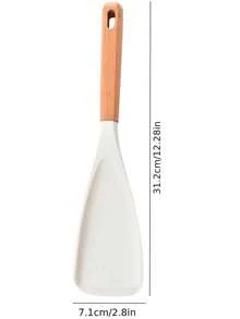 1个硅胶铲，多功能不粘锅铲，带加长木柄，适用于搅拌、舀取和刮取 - 彩色 - 查看 9