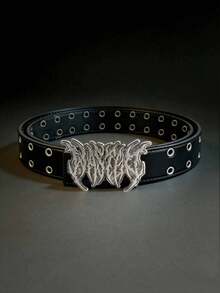 新款时尚Y2K镂空PU皮男士朋克风腰带 - 送礼或个人风格配饰 - 黑色 - 查看 6