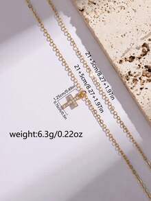 Nooxian 2pcs/Set Cross Element Anklets, Classic Double-Layer Cross Anklet Set For Daily, Beach, Vacation - Yellow Gold - View 6