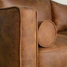 AGUSTO - Sofá Loveseat Sillón 2 Plazas para Sala o Estudio - Estilo Mid Century - Patas de Madera Natural - Piel Vegana - Multicolor - Ver 6