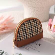 Women's High-End Clutch Coin Purse Mini Key Bag Fabric Pouch Small Wallet - 棕色 - 查看 10