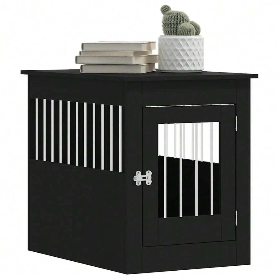 vidaXL Mobiletto per gabbia per cani nero 55x80x68 cm in legno ingegnerizzato - nero - Visualizzare 1