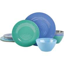 Storage HoldersGibson Home - Juego de vajilla de melamina Brist servicio para cuatro 12 piezas azul - AzulBrist - Ver 2