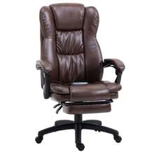 Adjustable Swivel Armchair With Footrest, Headrest And Massage Function, Faux Leather Upholstery, 68.5 X 68.5 X 113-121 Cm, Brown - Redwood - View 9